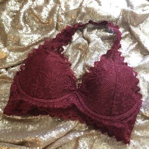 NWOT VS BURGUNDY FLORAL BRALETTE 34C